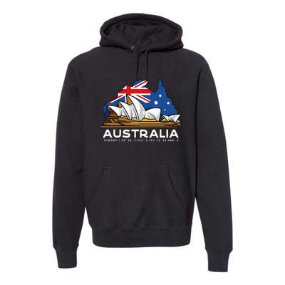 Australia Sydney Gps Coordinates Opera House Premium Hoodie