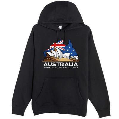 Australia Sydney Gps Coordinates Opera House Premium Pullover Hoodie