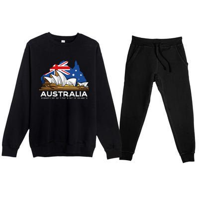 Australia Sydney Gps Coordinates Opera House Premium Crewneck Sweatsuit Set