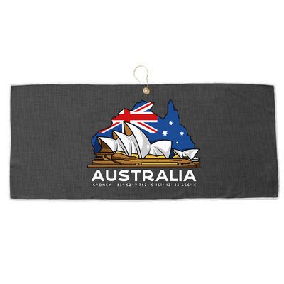 Australia Sydney Gps Coordinates Opera House Large Microfiber Waffle Golf Towel