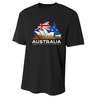 Australia Sydney Gps Coordinates Opera House Performance Sprint T-Shirt