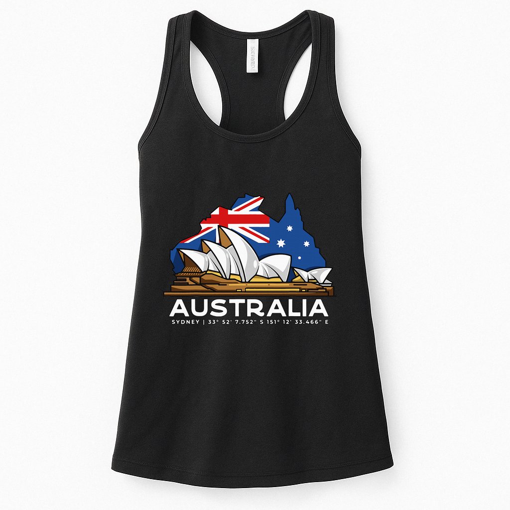 Australia Sydney Gps Coordinates Opera House Womens Tank Top