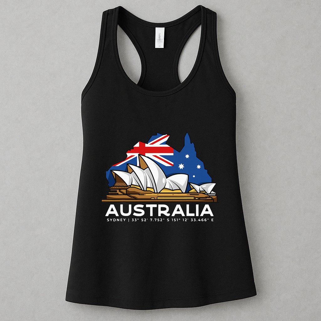 Australia Sydney Gps Coordinates Opera House Womens Tank Top