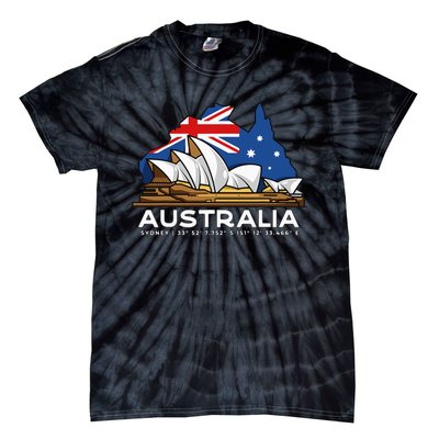 Australia Sydney Gps Coordinates Opera House Tie-Dye T-Shirt