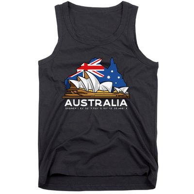 Australia Sydney Gps Coordinates Opera House Tank Top