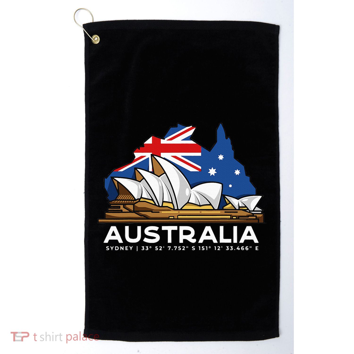 Australia Sydney Gps Coordinates Opera House Golf Towel