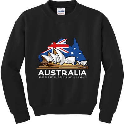 Australia Sydney Gps Coordinates Opera House Kids Sweatshirt