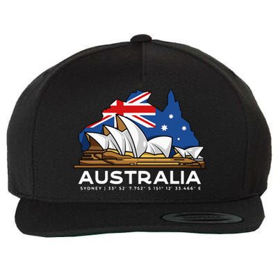 Australia Sydney Gps Coordinates Opera House Wool Snapback Cap