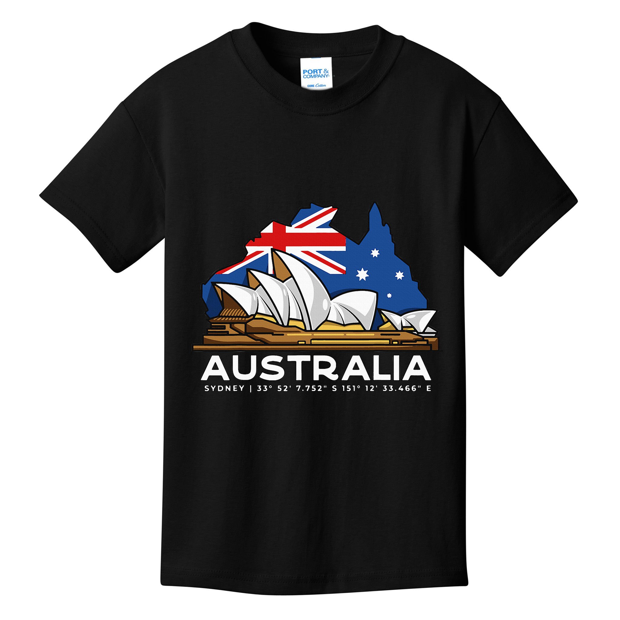 Australia Sydney Gps Coordinates Opera House Kids T-Shirt