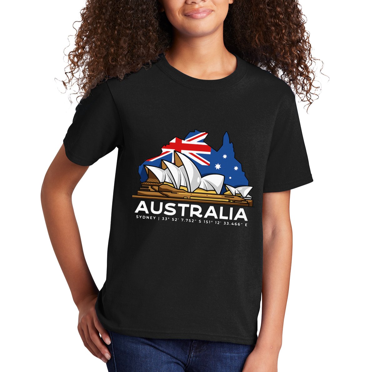 Australia Sydney Gps Coordinates Opera House Kids T-Shirt