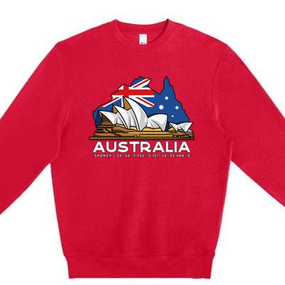 Australia Sydney Gps Coordinates Opera House Premium Crewneck Sweatshirt