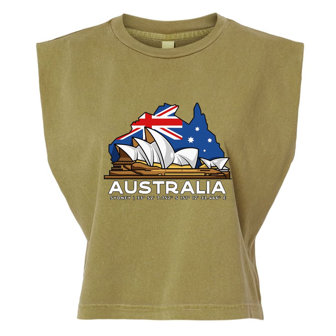 Australia Sydney Gps Coordinates Opera House Garment-Dyed Women's Muscle Tee