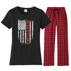 American Sport Gift Wrestling TShirt USA Gift Women's Flannel Pajama Set