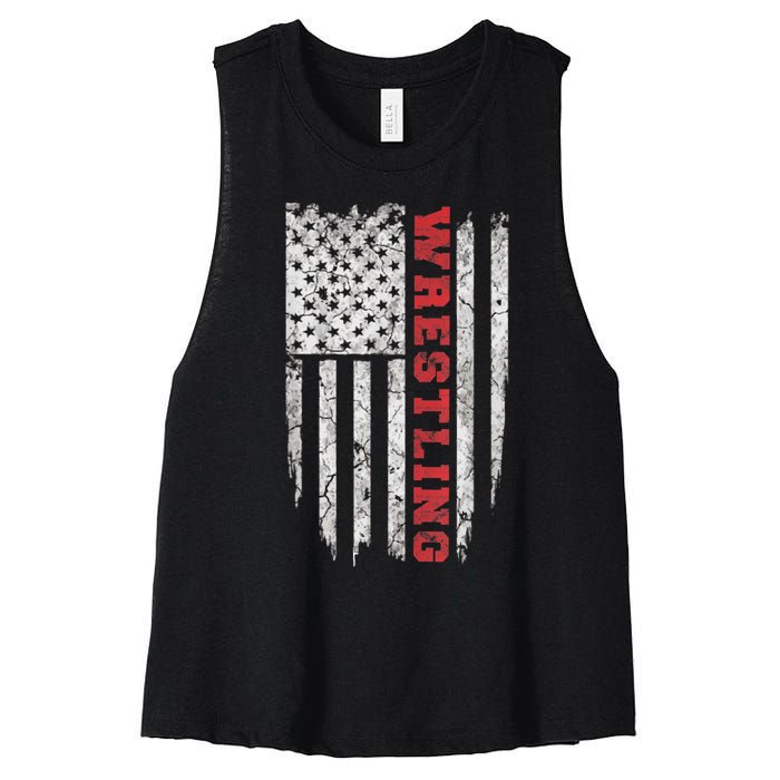 American Sport Gift Wrestling TShirt USA Gift Women's Racerback Cropped Tank