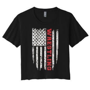 American Sport Gift Wrestling TShirt USA Gift Women's Crop Top Tee