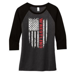 American Sport Gift Wrestling TShirt USA Gift Women's Tri-Blend 3/4-Sleeve Raglan Shirt