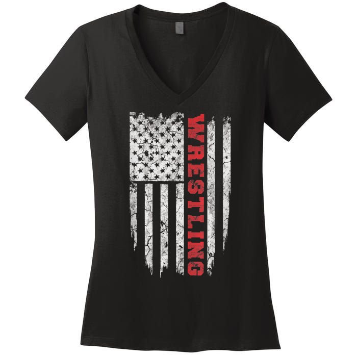 American Sport Gift Wrestling TShirt USA Gift Women's V-Neck T-Shirt