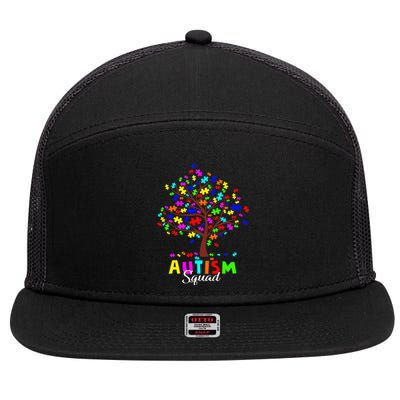 Astism Squad Gift For Autism Awareness 7 Panel Mesh Trucker Snapback Hat