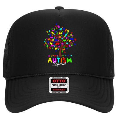 Astism Squad Gift For Autism Awareness High Crown Mesh Back Trucker Hat