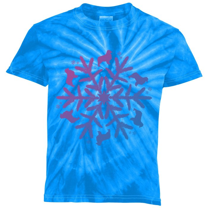 Australian Shepherd Great Gift Christmas Snowflake Funny Gift Kids Tie-Dye T-Shirt