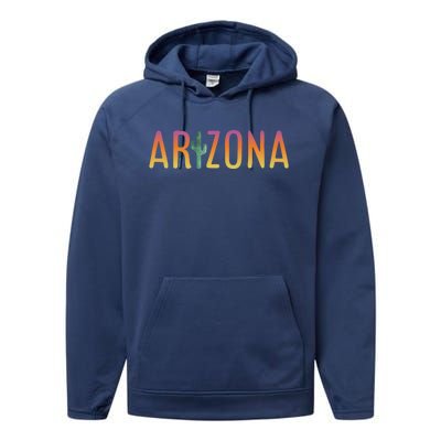 Arizona State Gift Souvenir Arizona Cactus Gift Performance Fleece Hoodie