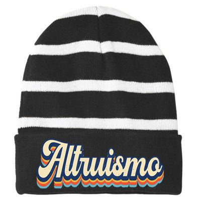 Altruismo Selfless Giving Inspiration Retro Altruismo Striped Beanie with Solid Band