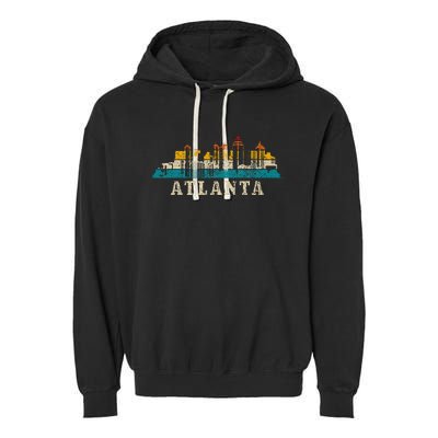 Atlanta Skyline Georgia Atl Vintage Pride Retro Garment-Dyed Fleece Hoodie