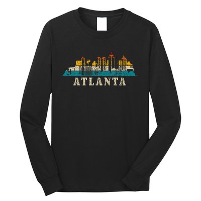 Atlanta Skyline Georgia Atl Vintage Pride Retro Long Sleeve Shirt