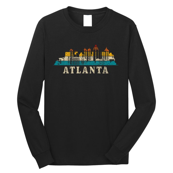 Atlanta Skyline Georgia Atl Vintage Pride Retro Long Sleeve Shirt