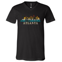 Atlanta Skyline Georgia Atl Vintage Pride Retro V-Neck T-Shirt