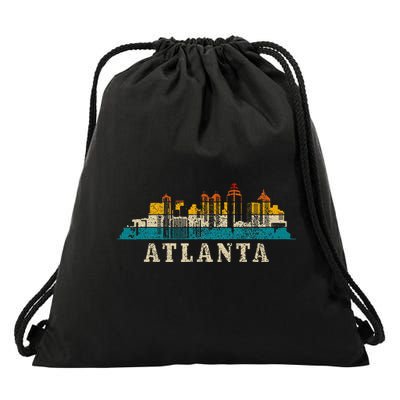 Atlanta Skyline Georgia Atl Vintage Pride Retro Drawstring Bag