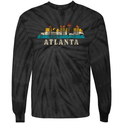 Atlanta Skyline Georgia Atl Vintage Pride Retro Tie-Dye Long Sleeve Shirt