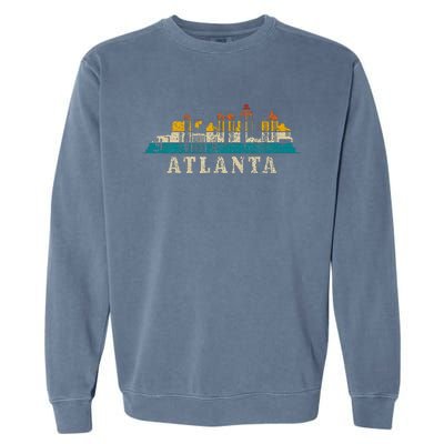 Atlanta Skyline Georgia Atl Vintage Pride Retro Garment-Dyed Sweatshirt