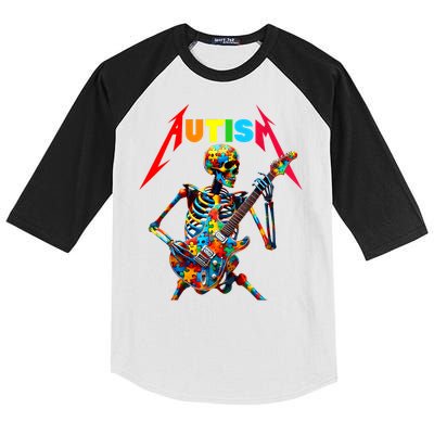 Autism Skeleton Guitar Player Rock Music Autism Awareness Kids Colorblock Raglan Jersey