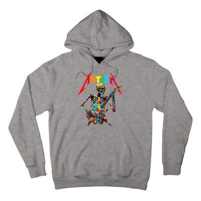 Autism Skeleton Guitar Player Rock Music Autism Awareness Tall Hoodie