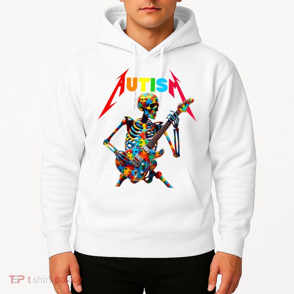 Autism Skeleton Guitar Player Rock Music Autism Awareness Hoodie
