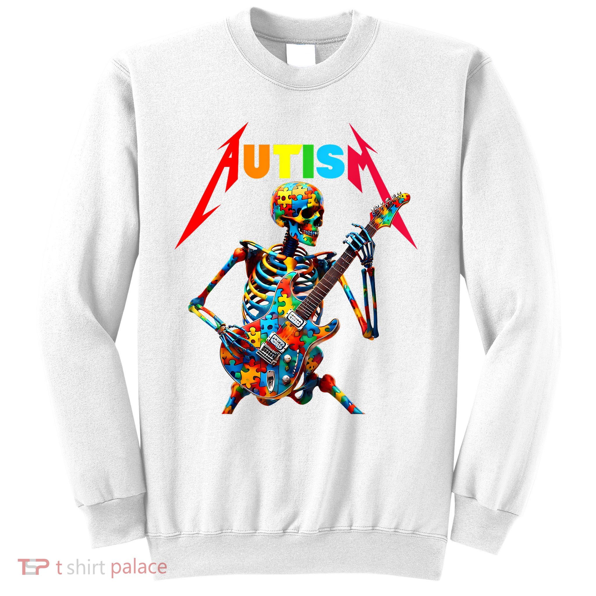 Autism Skeleton Guitar Player Rock Music Autism Awareness Sweatshirt