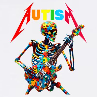 Autism Skeleton Guitar Player Rock Music Autism Awareness T-Shirt