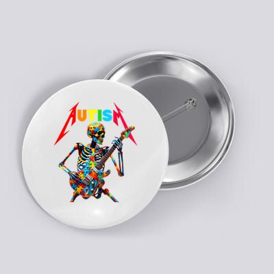 Autism Skeleton Guitar Player Rock Music Autism Awareness Button