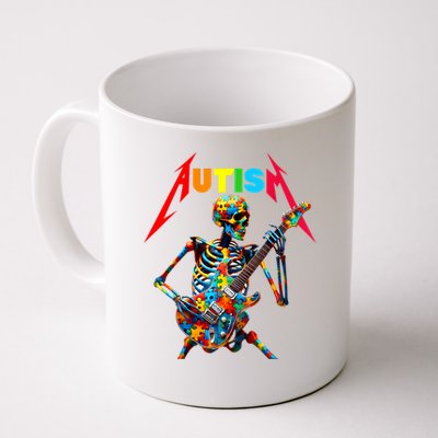 Autism Skeleton Guitar Player Rock Music Autism Awareness Mug