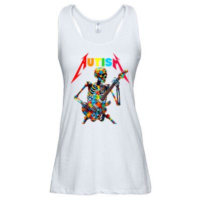 Autism Skeleton Guitar Player Rock Music Autism Awareness Ladies Essential Flowy Tank