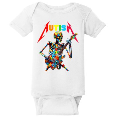 Autism Skeleton Guitar Player Rock Music Autism Awareness Baby Bodysuit