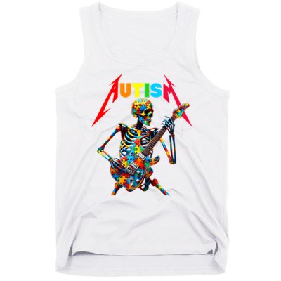 Autism Skeleton Guitar Player Rock Music Autism Awareness Tank Top