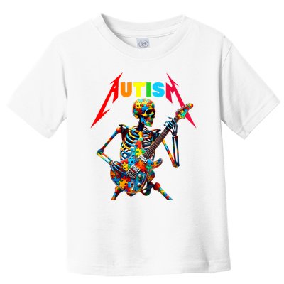 Autism Skeleton Guitar Player Rock Music Autism Awareness Toddler T-Shirt