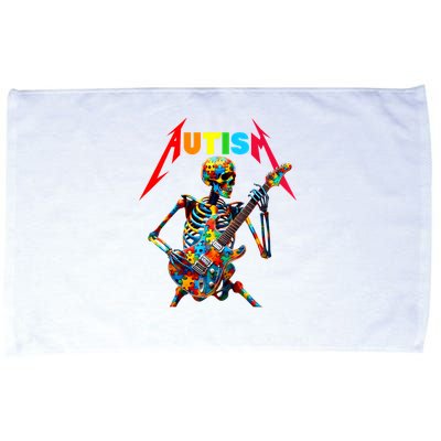 Autism Skeleton Guitar Player Rock Music Autism Awareness Microfiber Hand Towel