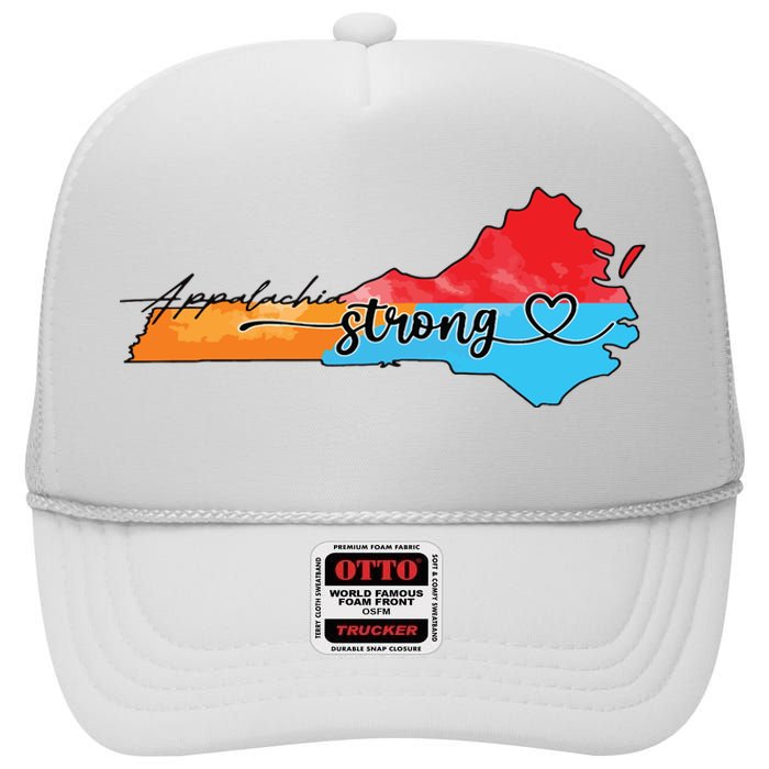 Appalachia Strong Hurricane Helene Virginia High Crown Mesh Back Trucker Hat