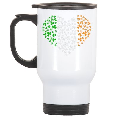 Awesome Shamrock Heart St. Patricks Day Irish Love Women Stainless Steel Travel Mug