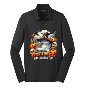 Aw Ship Halloween Trip Family Cruising Crew Cruise Squad Silk Touch Performance Long Sleeve Polo