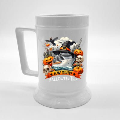 Aw Ship Halloween Trip Family Cruising Crew Cruise Squad Beer Stein