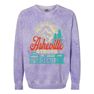 Asheville Strong Hurricane Helene Colorblast Crewneck Sweatshirt